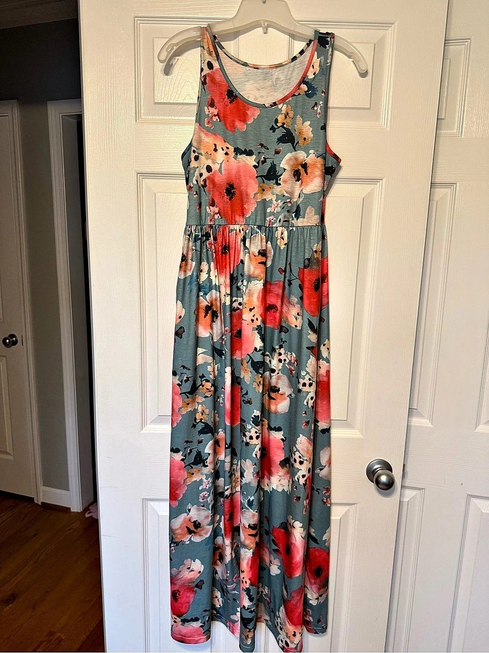 Floral Maxi Dress in Blue & Pink Like New